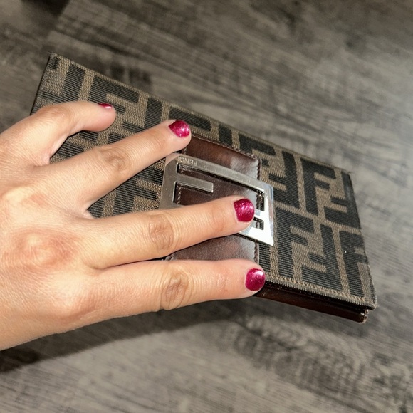 FENDI Zucca Canvas/Leather Bi-fold Long Wallet - Picture 7 of 12